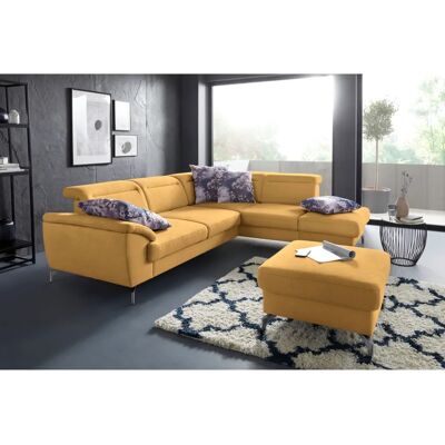 SIT&MORE Percy L-Form Ecksofa - Microfaser Paris, Ottomane rechts, satiniertem Nickelfuß SIT&MORE Percy L-Form Ecksofa - Microfaser Paris, Ottomane rechts, satiniertem Nickelfuß