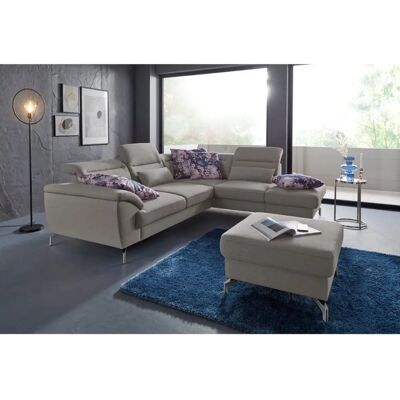 SIT & MORE Percy L-Form Sofa - Ottomane rechts, satiniertem Fuß SIT & MORE Percy L-Form Sofa - Ottomane rechts, satiniertem Fuß