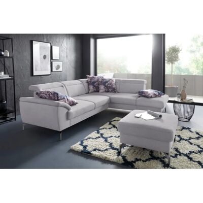 SIT&MORE Percy L-Form Sofa - Microfaser Paris, Ottomane rechts, Satiniertem Nickelfuß SIT&MORE Percy L-Form Sofa - Microfaser Paris, Ottomane rechts, Satiniertem Nickelfuß