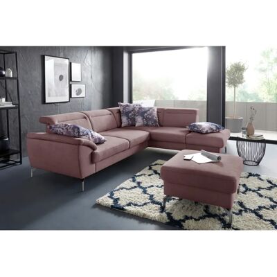 SIT&MORE Percy L-Form Sofa - Mikrofaser, Rechte Ottomane, Satin Nickel Füße SIT&MORE Percy L-Form Sofa - Mikrofaser, Rechte Ottomane, Satin Nickel Füße