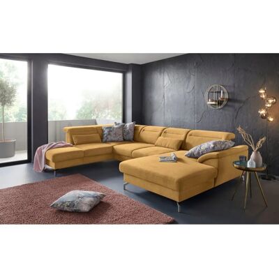 SIT&MORE Percy U-Form Sofa - Mikrofaser, Recamiere links, Satiniert Nickel-Füße SIT&MORE Percy U-Form Sofa - Mikrofaser, Recamiere links, Satiniert Nickel-Füße