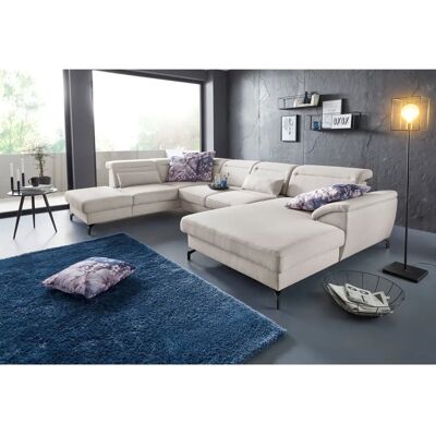 SIT & MORE Percy U-Form Sofa - Feinstruktur, Recamiere, Schwarze Füße SIT & MORE Percy U-Form Sofa - Feinstruktur, Recamiere, Schwarze Füße