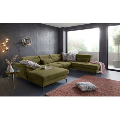 SIT & MORE Percy U-Form Sofa - Microfaser Paris - Grün SIT & MORE Percy U-Form Sofa - Microfaser Paris - Grün