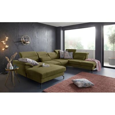 SIT & MORE Percy U-Form Sofa - Mikrofasert, Recamiere links, Grün SIT & MORE Percy U-Form Sofa - Mikrofasert, Recamiere links, Grün