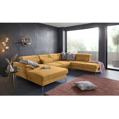 SIT&MORE Percy U-Form Sofa - Mikrofaser, Linke Recamiere, Satinierte Füße SIT&MORE Percy U-Form Sofa - Mikrofaser, Linke Recamiere, Satinierte Füße