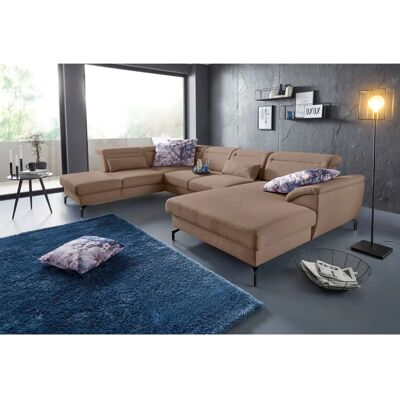SIT & MORE Percy U-Form Sofa - U-förmiger beiger Stoffsofa mit Recamiere und Kopfteilverstellung SIT & MORE Percy U-Form Sofa - U-förmiger beiger Stoffsofa mit Recamiere und Kopfteilverstellung