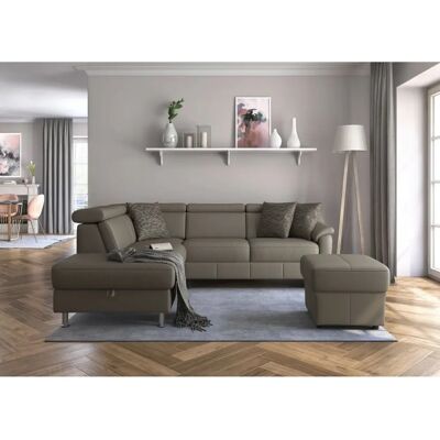 SIT & MORE Freetown L-Form Sofa - NaturLEDER, grau, Ottomane links, Bettfunktion SIT & MORE Freetown L-Form Sofa - NaturLEDER, grau, Ottomane links, Bettfunktion