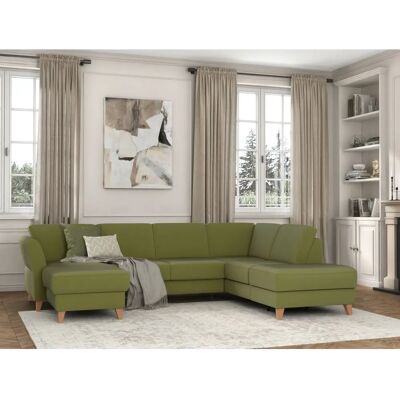 SIT & MORE Visby U-Form Sofa - U-Form, Grün, Microfaser, Bettfunktion SIT & MORE Visby U-Form Sofa - U-Form, Grün, Microfaser, Bettfunktion