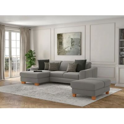 SIT & MORE Dundee L-Form Sofa - Struktur, Grau, Kopfteilverstellung SIT & MORE Dundee L-Form Sofa - Struktur, Grau, Kopfteilverstellung