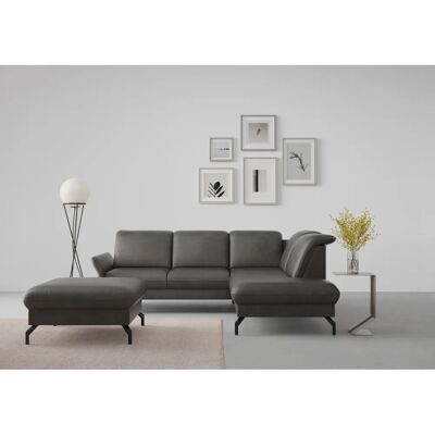 SIT&MORE Fashion L-Form Sofa - Mikrofaser, Grau, Ottomane rechts SIT&MORE Fashion L-Form Sofa - Mikrofaser, Grau, Ottomane rechts