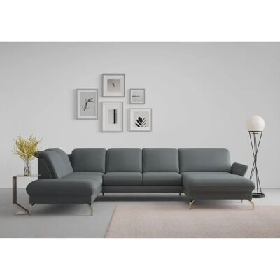 SIT & MORE Fashion U-Form Sofa - Microfaser, Linke Ottomane, Dunkelgrau SIT & MORE Fashion U-Form Sofa - Microfaser, Linke Ottomane, Dunkelgrau