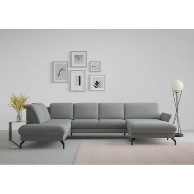 SIT & MORE Fashion U-Form Couch - U-Form, Grau Chenille, Motorischer Kopfstütze SIT & MORE Fashion U-Form Couch - U-Form, Grau Chenille, Motorischer Kopfstütze