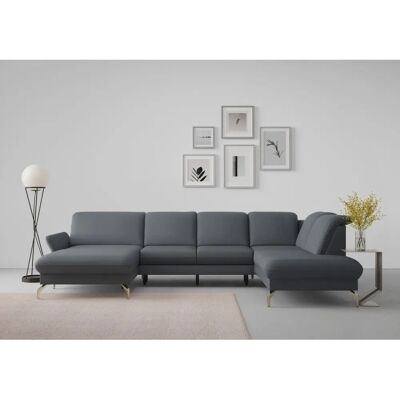 SIT&MORE Fashion U-Form Sofa - U-Form Grau mit Ottomane SIT&MORE Fashion U-Form Sofa - U-Form Grau mit Ottomane