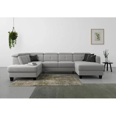 SIT&MORE Belluci U-Form Sofa - Wohnlandschaft, grau, mit Bettfunktion SIT&MORE Belluci U-Form Sofa - Wohnlandschaft, grau, mit Bettfunktion