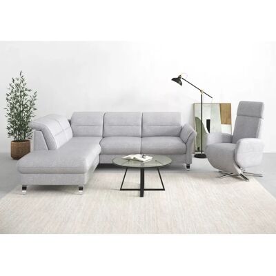 SIT & MORE Grenoble L-Form Silber Sofa mit Ottomane & Verstellbarem Kopfteil - Sofa SIT & MORE Grenoble L-Form Silber Sofa mit Ottomane & Verstellbarem Kopfteil - Sofa