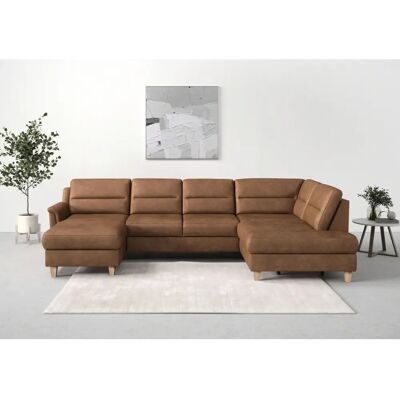 SIT & MORE Farö U-Form Couch - Microfaser, Cognac, mit Bettfunktion SIT & MORE Farö U-Form Couch - Microfaser, Cognac, mit Bettfunktion