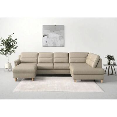 SIT & MORE Farö U-Form Sofa - Microfaser Beige, Rechte Ottomane SIT & MORE Farö U-Form Sofa - Microfaser Beige, Rechte Ottomane