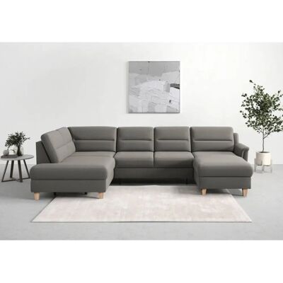 SIT&MORE Farö U-Form Sofa - Microfaser Euphoria, Linke Ottomane, Bettfunktion SIT&MORE Farö U-Form Sofa - Microfaser Euphoria, Linke Ottomane, Bettfunktion
