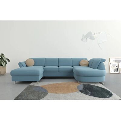 SIT&MORE Apulia U-Form Couch - Blau Polyester 7 Sitze SIT&MORE Apulia U-Form Couch - Blau Polyester 7 Sitze