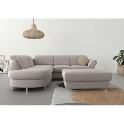 SIT & MORE Apulia L-Form Sofa - L-förmiges beiges Samtsofa mit Stauraum SIT & MORE Apulia L-Form Sofa - L-förmiges beiges Samtsofa mit Stauraum