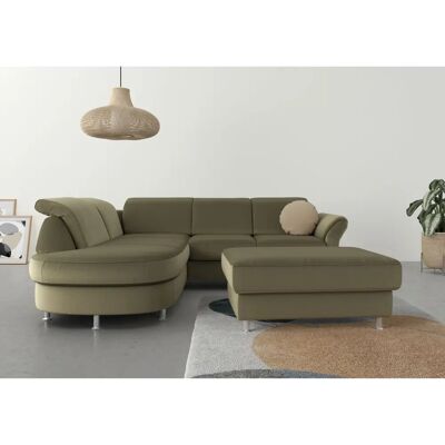 SIT & MORE Apulia L-Form Sofa - Samtoptik, Grün, 250cm SIT & MORE Apulia L-Form Sofa - Samtoptik, Grün, 250cm