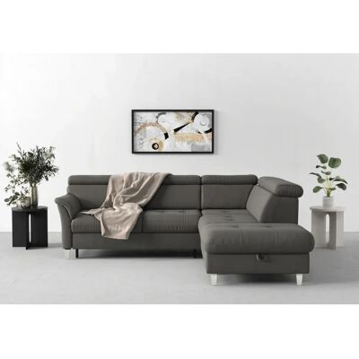 SIT&MORE Marano L-Form Sofa - Microfaser, Rechte Ottomane, Stauraum SIT&MORE Marano L-Form Sofa - Microfaser, Rechte Ottomane, Stauraum