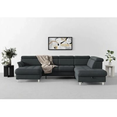 SIT & MORE Marano U-Form Sofa - Mikrofaserschicht, Verstellbare Kopfstützen, Schlaffunktion SIT & MORE Marano U-Form Sofa - Mikrofaserschicht, Verstellbare Kopfstützen, Schlaffunktion