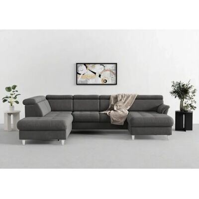 SIT & MORE Marano U-Form Grau Sofa - U-förmiger Couch mit Kopfteilverstellung SIT & MORE Marano U-Form Grau Sofa - U-förmiger Couch mit Kopfteilverstellung