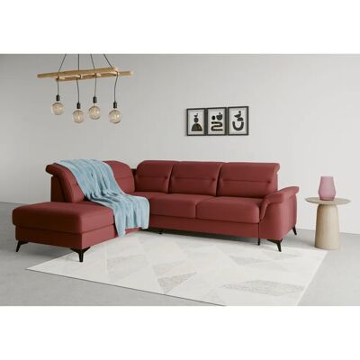 SIT & MORE Sinatra L-Form Sofa - Mikrofasertisch, Bordeaux, mit Ottoman SIT & MORE Sinatra L-Form Sofa - Mikrofasertisch, Bordeaux, mit Ottoman
