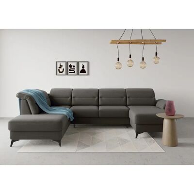 SIT&MORE Sinatra U-Form Sofa - Mikrofaser, Ottomane links, Verstellbare Kopfstützen SIT&MORE Sinatra U-Form Sofa - Mikrofaser, Ottomane links, Verstellbare Kopfstützen