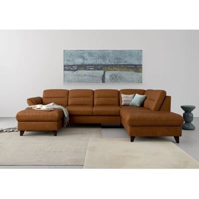SIT & MORE Mellum U-Form Sofa - Mikrofaser in Lederoptik - Ottomane rechts - Sofa SIT & MORE Mellum U-Form Sofa - Mikrofaser in Lederoptik - Ottomane rechts - Sofa