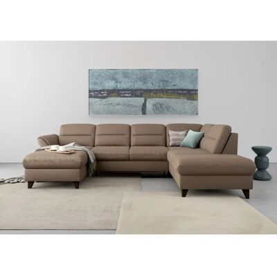 SIT&MORE Mellum U-Form Sofa - Microfaser, braun, mit Bettfunktion SIT&MORE Mellum U-Form Sofa - Microfaser, braun, mit Bettfunktion