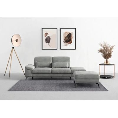 SIT&MORE Cabana Hocker - Breitcord, Federkern, Silber - Hocker SIT&MORE Cabana Hocker - Breitcord, Federkern, Silber - Hocker