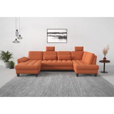 SIT & MORE Westham U-Form Orange Sofa - U-förmige, mit Bett, weiche Struktur SIT & MORE Westham U-Form Orange Sofa - U-förmige, mit Bett, weiche Struktur