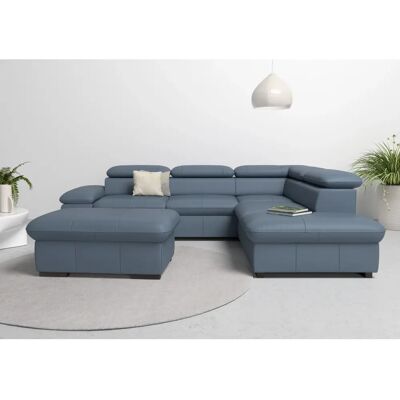 HOME AFFAIRE Alberto L-Form Sofa - Blau, Microfaser-Lederoptik, Rechte Ottomane HOME AFFAIRE Alberto L-Form Sofa - Blau, Microfaser-Lederoptik, Rechte Ottomane