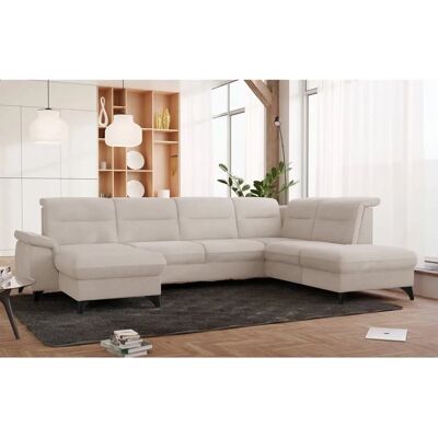SIT & MORE Astoria U-Form Beiges Sofa - U-Form, Verstellbare Kopfstützen, 100% Polyester SIT & MORE Astoria U-Form Beiges Sofa - U-Form, Verstellbare Kopfstützen, 100% Polyester