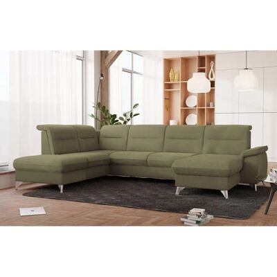 SIT & MORE Astoria U-Form Sofa - U-Form, Grün, mit Kopfteilverstellung SIT & MORE Astoria U-Form Sofa - U-Form, Grün, mit Kopfteilverstellung