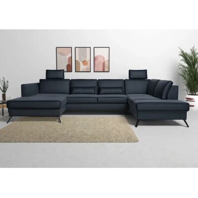SIT & MORE Olsen U-Form Sofa - U-förmige Wohnlandschaft, Navy Samt, Stauraum, Schlaffunktion SIT & MORE Olsen U-Form Sofa - U-förmige Wohnlandschaft, Navy Samt, Stauraum, Schlaffunktion
