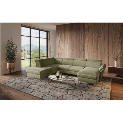 HOME AFFAIRE Calypso U-Form Sofa - Flachgewebe - Grün HOME AFFAIRE Calypso U-Form Sofa - Flachgewebe - Grün