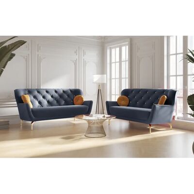 SIT & MORE Orient 3 V Blau Samt-Polstergarnitur - 3er + 2er SIT & MORE Orient 3 V Blau Samt-Polstergarnitur - 3er + 2er