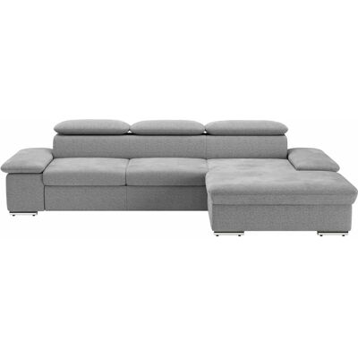 SIT&MORE Valantine L-Form Sofa - Recamiere, Bettfunktion, grau SIT&MORE Valantine L-Form Sofa - Recamiere, Bettfunktion, grau