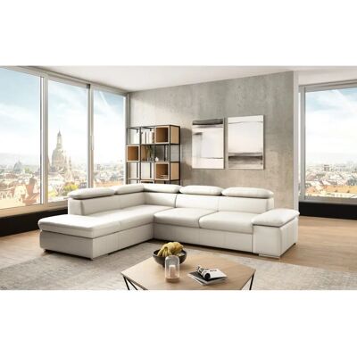 SIT&MORE Valantine L-Form Sofa - Leder & Stoff, Weiß SIT&MORE Valantine L-Form Sofa - Leder & Stoff, Weiß