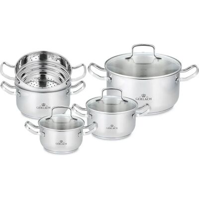 Gerlach Edelstahl 9-tlg. Kochgeschirr-Set - Langlebig, Vielseitig & Induktion Gerlach Edelstahl 9-tlg. Kochgeschirr-Set - Langlebig, Vielseitig & Induktion