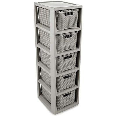 Scaffale di stoccaggio BRANQ - Rattan, 5 pezzi, cesti da 7L Scaffale di stoccaggio BRANQ - Rattan, 5 pezzi, cesti da 7L