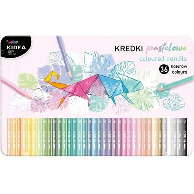 Crayons pastels triangulaires Derform en boîte métallique - 36 couleurs - Publicité Crayons pastels triangulaires Derform en boîte métallique - 36 couleurs - Publicité
