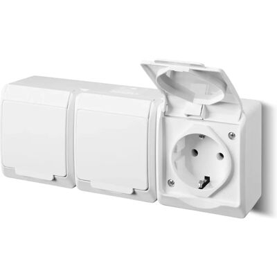ELEKTRO-PLAST Dreifach wasserdichte Steckdose IP44 Weiß - Stromanschluss ELEKTRO-PLAST Dreifach wasserdichte Steckdose IP44 Weiß - Stromanschluss