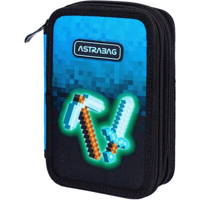 Astra - Piórnik Jumbo potrójny - Niebieski Pixel - Piórnik Astra - Piórnik Jumbo potrójny - Niebieski Pixel - Piórnik