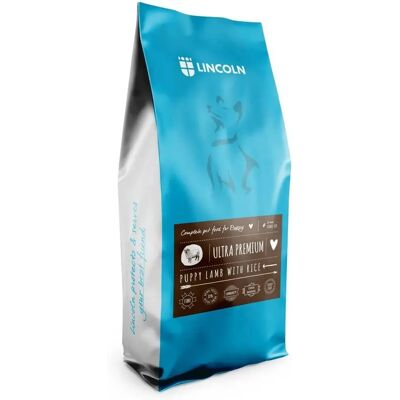 Lincoln Ultra premium Pour chiots agneau et riz - nourriture sèche - 12kg - Publicité Lincoln Ultra premium Pour chiots agneau et riz - nourriture sèche - 12kg - Publicité