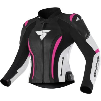 Veste en cuir moto pour femmes Shima Miura 2.0 - Noir Blanc Rose - Veste en cuir moto Veste en cuir moto pour femmes Shima Miura 2.0 - Noir Blanc Rose - Veste en cuir moto