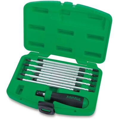 Ensemble de tournevis TOPTUL 11 pièces - Plat, Phillips, PZ, TORX, Hex Ensemble de tournevis TOPTUL 11 pièces - Plat, Phillips, PZ, TORX, Hex